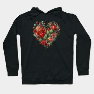 Red Roses Floral Heart Hoodie